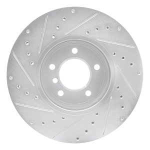 BMW 530I Brake Rotor (1) - Front Right - R1 Concepts - Drilled & Slotted - Silver - `04-`10